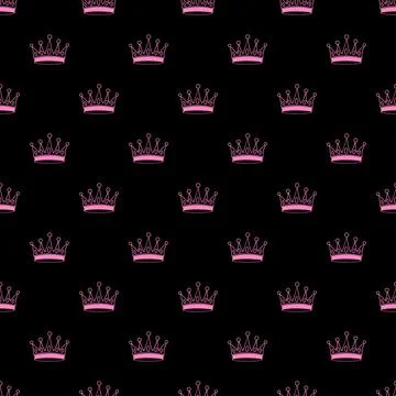 Vector seamless pattern with pink crowns Stock Illustration