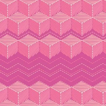 Vector seamless pattern of pink cubes embroidered with smoothness Illustrazione stock