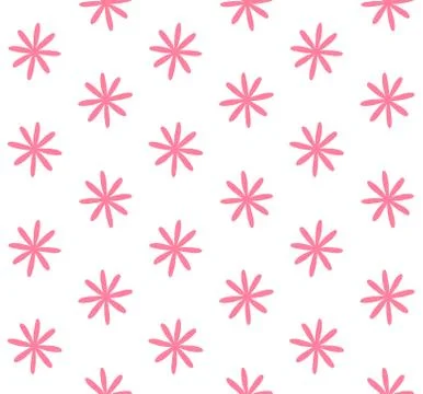 Vector seamless pattern of pink doodle flower Stock Illustration