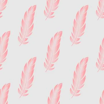 Vector seamless pattern with pink feathers of birds Illustrazione stock