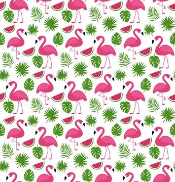 Vector seamless pattern with pink flamingos. Texture design Illustrazione stock