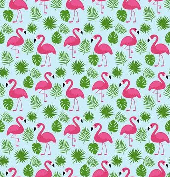 Vector seamless pattern with pink flamingos. Texture design Illustrazione stock