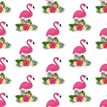 Vector seamless pattern with pink flamingos. Texture design Illustrazione stock