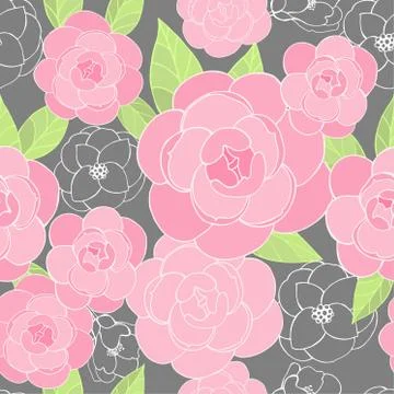 Vector seamless pattern with pink  flowers Stock Illustration