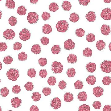 Vector seamless pattern with pink flowers on white background Stock Illustration