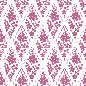 Vector seamless pattern with pink flowers on a white background. Stock Illustration