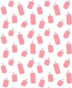 Vector seamless pattern of pink hand drawn candle Stock Illustration
