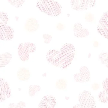 Vector seamless pattern with pink hearts on white Stock Illustration