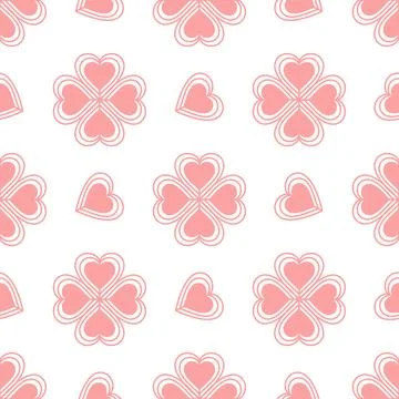 Vector seamless pattern. Pink hearts. Abstract Stock Illustration