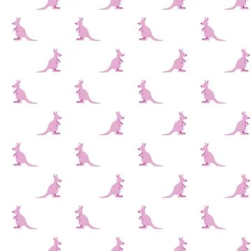 Vector seamless pattern of pink kangaroo silhouette on white background. Stock Illustration