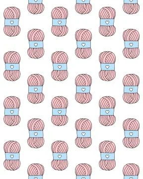 Vector seamless pattern of pink knitting thread Stock Illustration