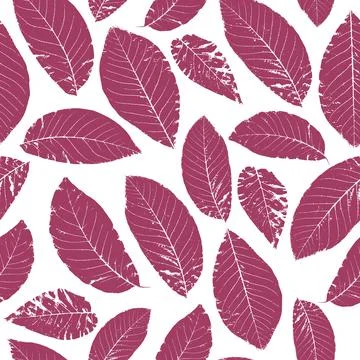 Vector seamless pattern with pink leaves on white background Stock Illustration