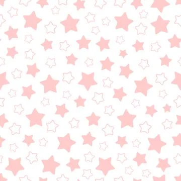 Vector seamless pattern of pink pentagonal stars Stock Illustration