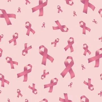 Vector seamless pattern pink ribbon symbol for Breast Cancer Awareness campaign Stock Illustration