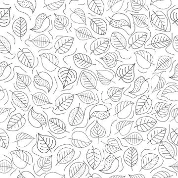 Vector seamless pattern of plant leaves drawn by hand for simple backgrounds Stock Illustration
