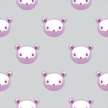 Vector seamless pattern with plush teddy head. Cute backdrop for textiles  Stock Illustration