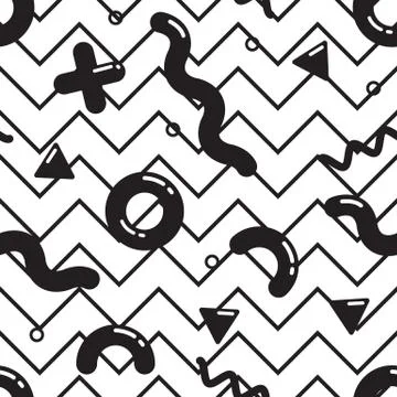 Vector seamless pattern in pointillism, memphis, 80s, 90s style Stock Illustration