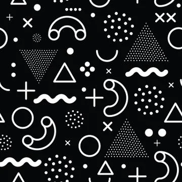 Vector seamless pattern in pointillism, memphis, 80s, 90s style Stock Illustration