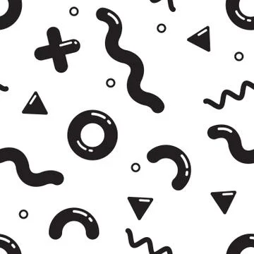 Vector seamless pattern in pointillism, memphis, 80s, 90s style Illustrazione stock