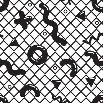 Vector seamless pattern in pointillism, memphis, 80s, 90s style Illustrazione stock