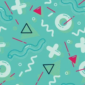 Vector seamless pattern in pointillism, memphis, 80s, 90s style Stock Illustration