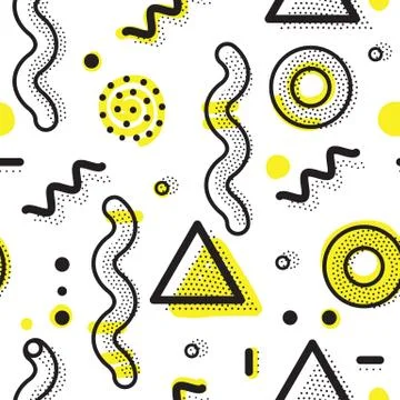 Vector seamless pattern in pointillism, memphis, 80s, 90s style Illustrazione stock