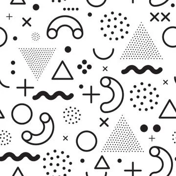 Vector seamless pattern in pointillism, memphis, 80s, 90s style Stock Illustration
