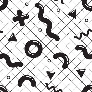 Vector seamless pattern in pointillism, memphis, 80s, 90s style Illustrazione stock