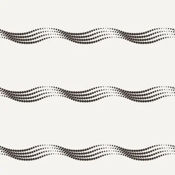 Vector seamless pattern of the points collected by the wavy lines Stock Illustration