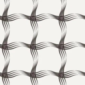 Vector seamless pattern of the points collected by the wavy lines Illustrazione stock