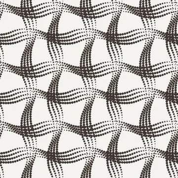 Vector seamless pattern of the points collected by the wavy lines Stock Illustration