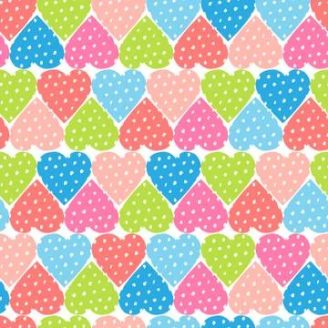 Vector seamless pattern with polka dot hearts 스톡 일러스트