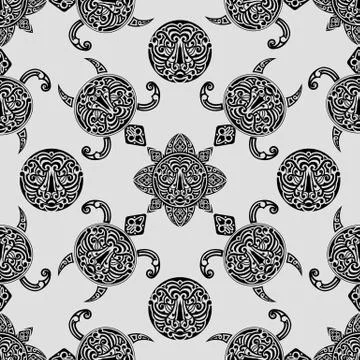 Vector seamless pattern with polynesian symbols Illustrazione stock