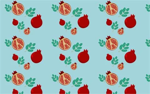Vector seamless pattern with pomegranates. Decorative from pomegranate fruits. Stock Illustration