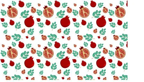 Vector seamless pattern with pomegranates. Decorative patterns of pomegranate Stock Illustration