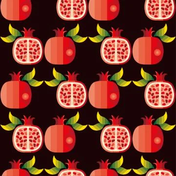 Vector seamless pattern of pomegranates Stock Illustration