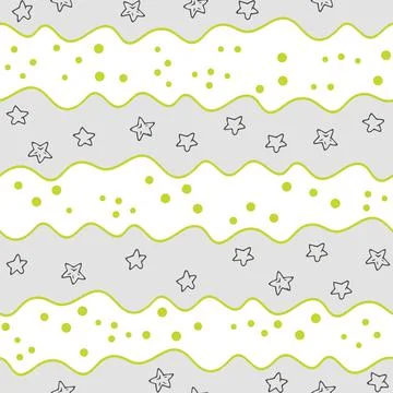 Vector seamless pattern with pots and stars. Stock Illustration