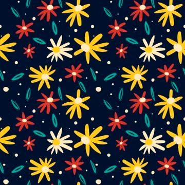 Vector seamless pattern. Pretty pattern in a small flower. Small yellow, red Stock Illustration