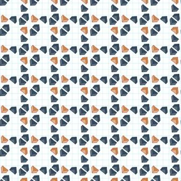 Vector seamless pattern of primed volume triangles on graph paper Stock Illustration