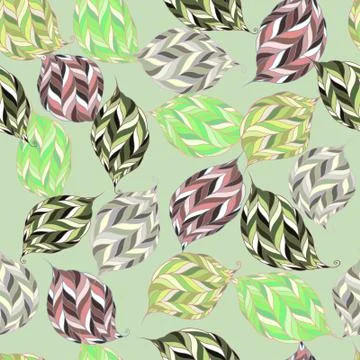 Vector seamless pattern of psychedelic shapes in the form of leaves Stock Illustration