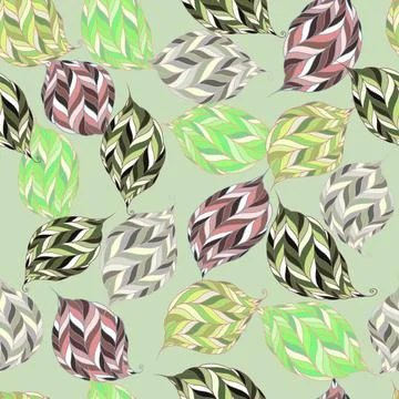 Vector seamless pattern of psychedelic shapes in the form leaves vector pa... Stock Photos