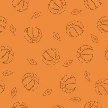 Vector Seamless pattern with Pumpkin on orange background. Autumn harvest. Illustrazione stock