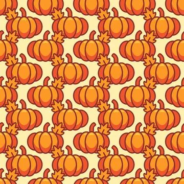 Vector seamless pattern with pumpkins. Autumn print. Stock Illustration
