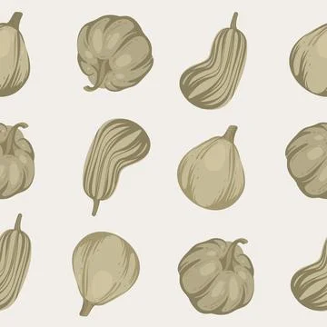 Vector seamless pattern with pumpkins. Fall and halloween decoration. Hand dr Stock Illustration