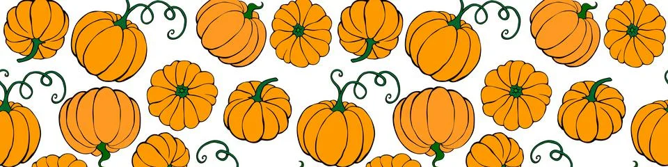 Vector seamless pattern with pumpkins in flat style. Halloween or thanksgivin Stock Illustration