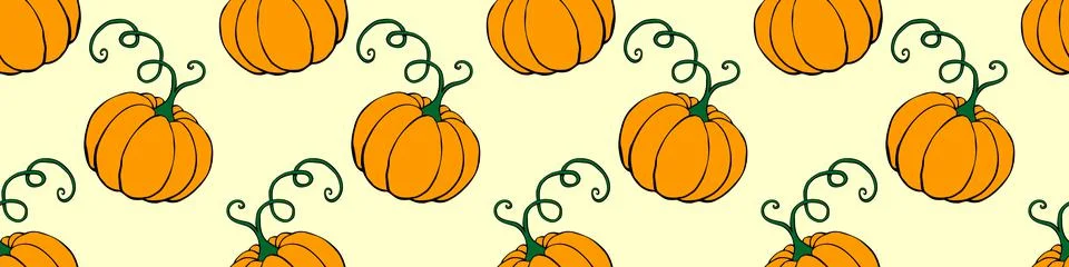 Vector seamless pattern with pumpkins in flat style. Halloween or thanksgivin Stock Illustration