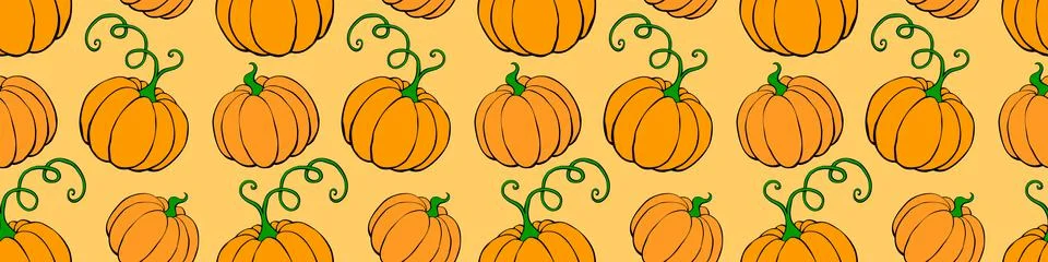 Vector seamless pattern with pumpkins in flat style. Halloween or thanksgivin 스톡 일러스트