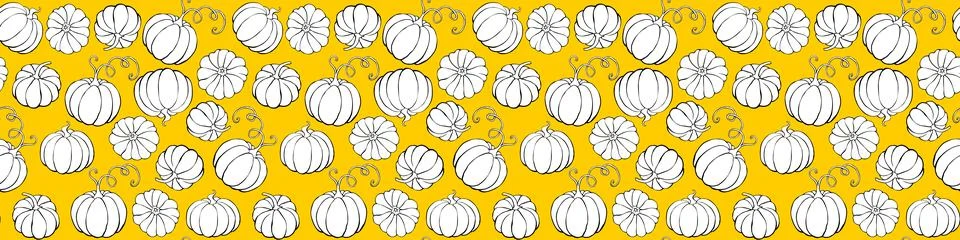 Vector seamless pattern with pumpkins in flat style. Halloween or thanksgivin Stock Illustration