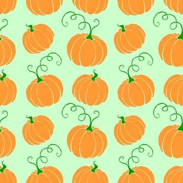 Vector seamless pattern with pumpkins in flat style. Halloween or thanksgivin Stock Illustration