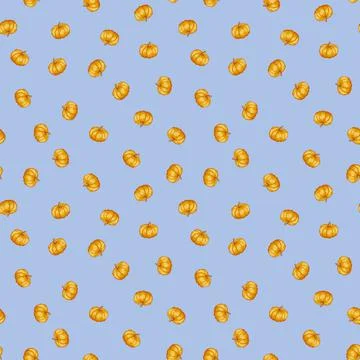 Vector seamless pattern of pumpkins. Halloween, Thanksgiving. Stock Illustration